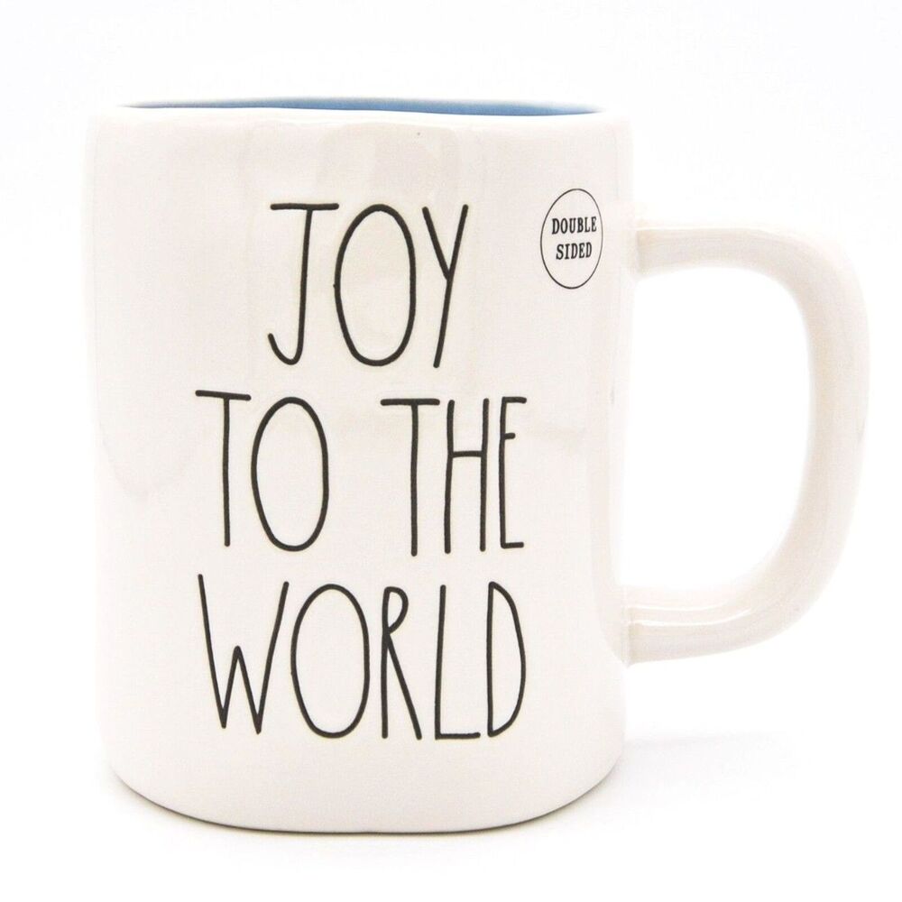 Rae Dunn Joy To The World Mug, 16oz Christmas Coffee Cup, Double-Sided Tea Cup